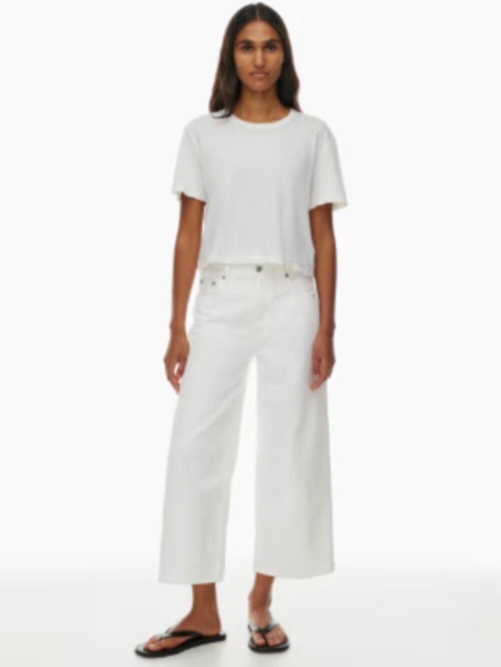 NWT  Denim Forum The Farrah Hi-Rise Wide Cropped Jean size 29